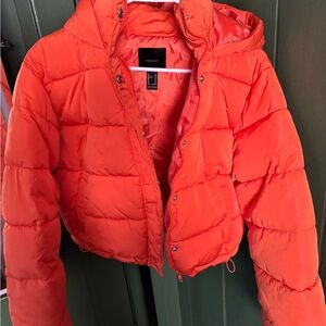 Women's Orange Puffer Jacket